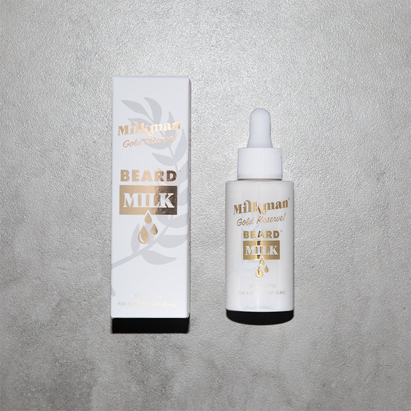 Beard Milk, Gold Reserve scent with box by Milkman Grooming Co